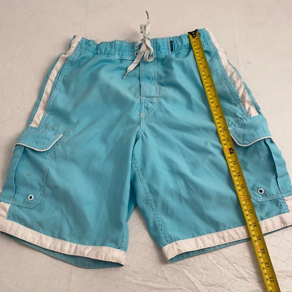 Joe Boxer aqua white lined swim trunks S - Picture 3 of 8
